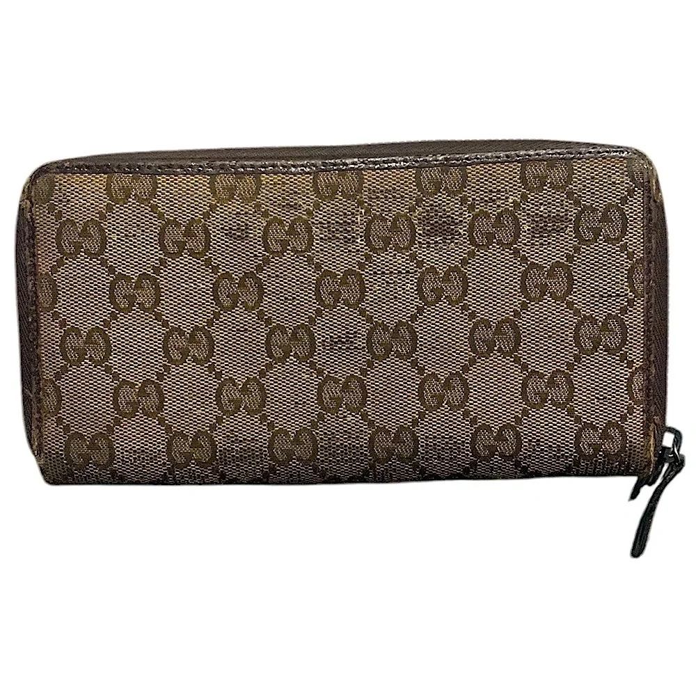 Gucci canvas and leather zip wallet